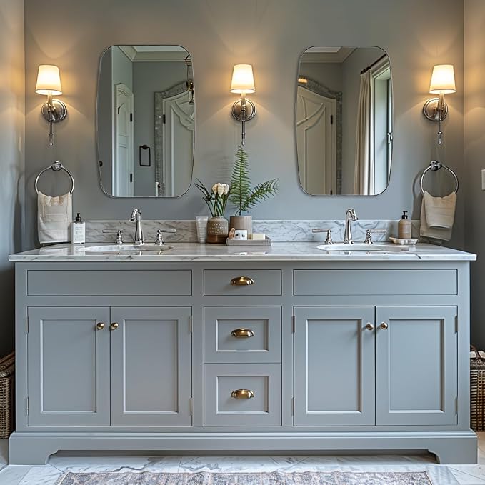 Chrome Bathroom Mirror, 24x40 Inch Polished Chrome Oval Mirror for Bathroom with Stainless Steel Metal Frame, Oblong Mirror for Bathroom, Living Room, Entryway