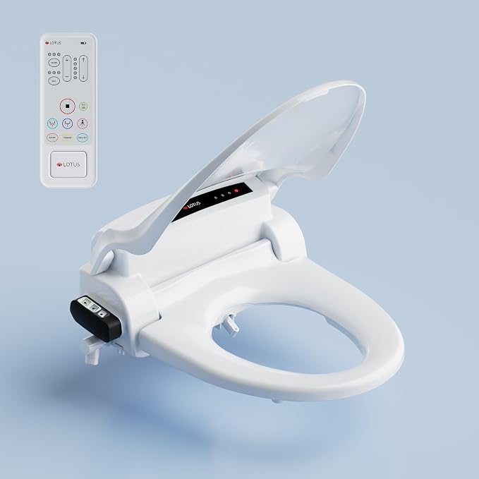 Lotus Bidet ATS-1000 Round with Enema Wash (Purestream) for constipation relief, Heated Seat With Remote Control, Temperature Controlled Wash, Warm Air Dryer, Easy DIY Installation, Made in Korea