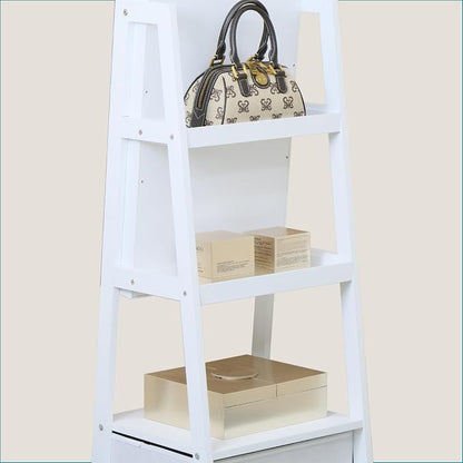 Mirror Jewelry Cabinet 62 Inch Full Length Mirror with Standing Jewelry Armoire Organizer, Lockable Jewelry Storage Cabinet With Drawer Wheels White