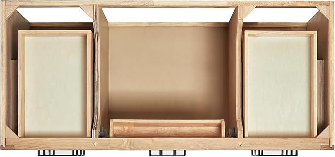 ARIEL Hepburn 48-inch Bathroom Vanity Base Cabinet,Solid Wood, 2 Soft Closing Doors, 9 Dovetail Drawers, White Oak
