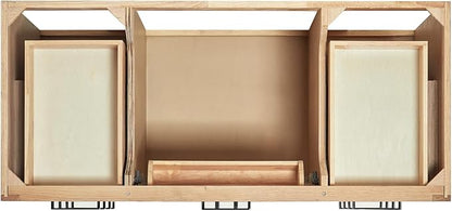 ARIEL Hepburn 42-inch Bathroom Vanity Base Cabinet,Solid Wood, 2 Soft Closing Doors, 9 Dovetail Drawers, White Oak