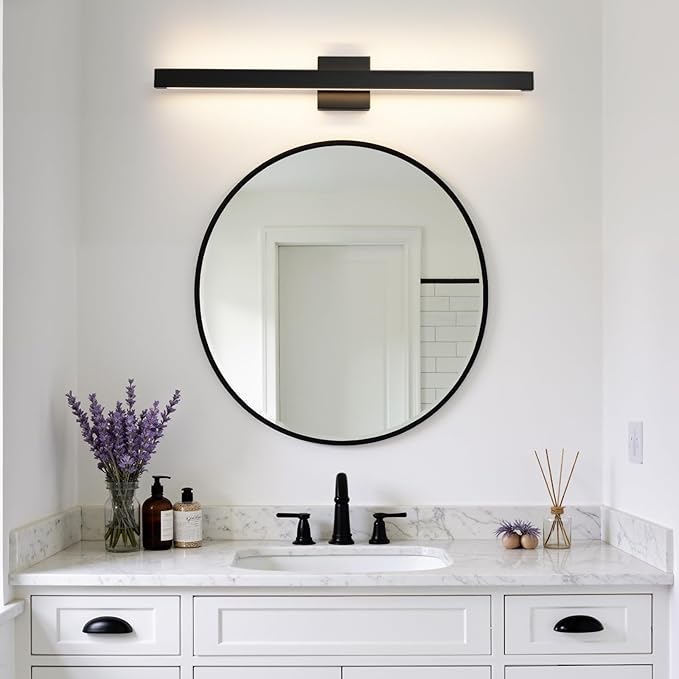 Modern Bathroom Vanity Light Black Bathroom Light Fixture Over Mirror 32 Inch 26W Dimmable 5CCT LED Vanity Light Bar for Bathroom Mirror Cabinets Bedroom