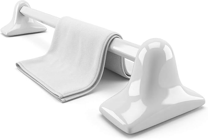 Tenedos White Glazed Ceramic Bathroom Accessory Kit - Not for Flat Surface Installation (Towel Bar)- There is an Insert that goes Inside wall- Professional Installation Needed