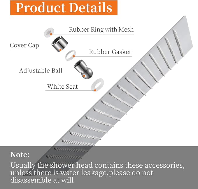 16 Inch Square Rain Shower Head | 304 Stainless Steel, 324 Jets, Ultra Thin High Pressure Bathroom Rainfall Showerhead, Brushed Nickel