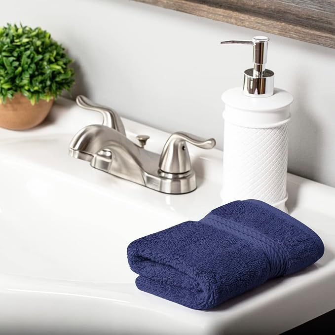 Superior Egyptian Cotton Plush & Absorbent, Face Towel Set of 6, Navy Blue | Quick Dry, Soft Luxury Towel Set, Bath Essentials for Bathroom, Guest Bath, Spa, 2 Piece Face, Madeline Towels