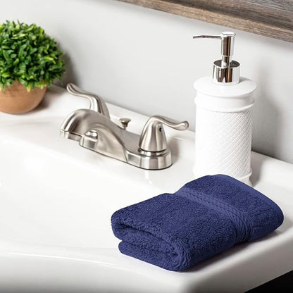 Superior Egyptian Cotton Plush & Absorbent, Face Towel Set of 6, Navy Blue | Quick Dry, Soft Luxury Towel Set, Bath Essentials for Bathroom, Guest Bath, Spa, 2 Piece Face, Madeline Towels