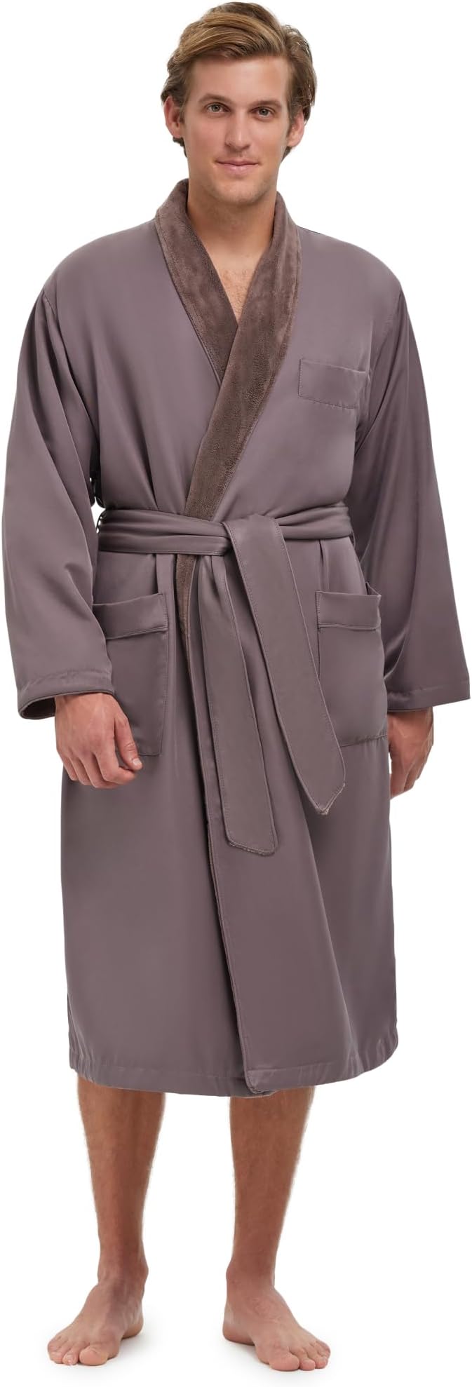 MONARCH Unisex Plush Lined Microfiber Bath Robe - Soft Shell with Polyester Lining, Resort-Grade Hotel & Spa Robe with Pocket