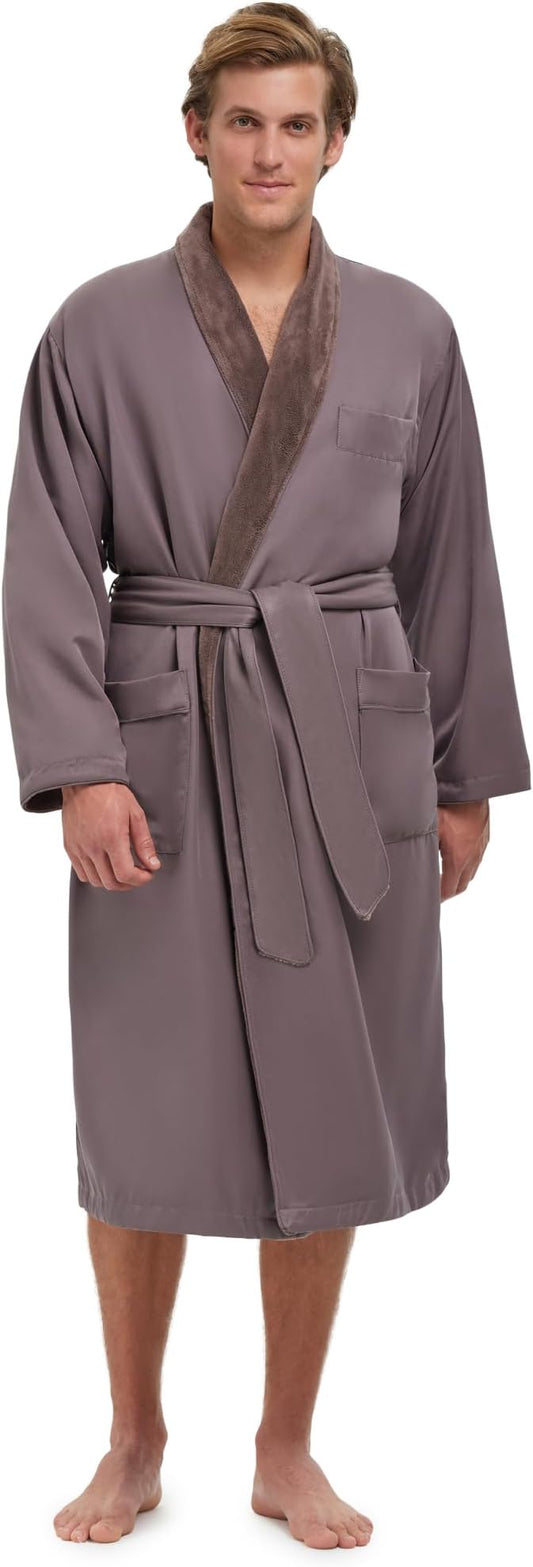 MONARCH Unisex Plush Lined Microfiber Bath Robe - Soft Shell with Polyester Lining, Resort-Grade Hotel & Spa Robe with Pocket