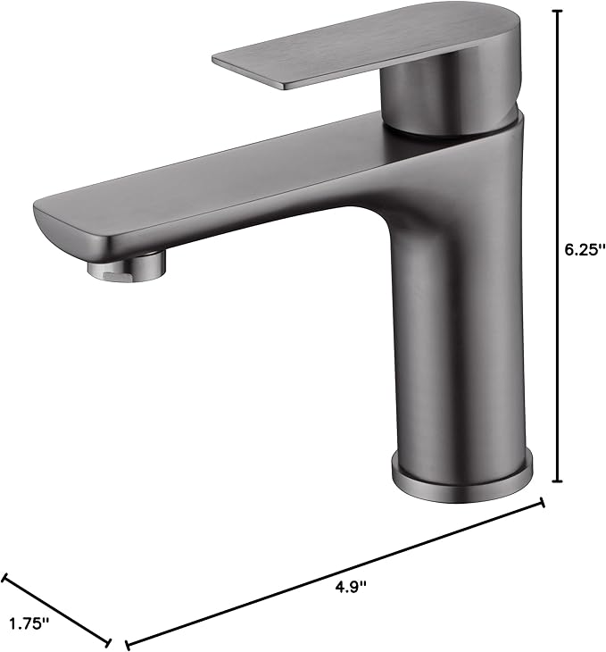 SUMERAIN Bathroom Faucets for Sink Lavatory Faucet 304 Stainless Steel Single Hole Single Handle, Gun Gray