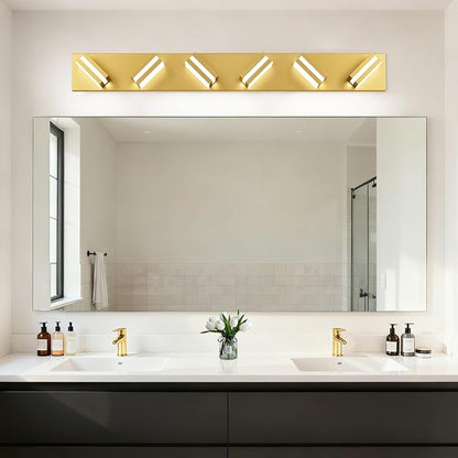 IZORRO LED Modern Bathroom Lights Fixtures(6-Light,Dimmable,360°Rotate),Brushed Glod Acrylic Wall Lighting,Vanity Lights for Bathroom Over Mirror - 6000k 36In （No Assembly Required）