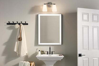 Kichler Marant 14.25" 2-Light Vanity Light with Opal Glass in Brushed Nickel, for Bathroom, Powder Room, Over a Mirror, (14.25" W x 9.5" H), 55215NI
