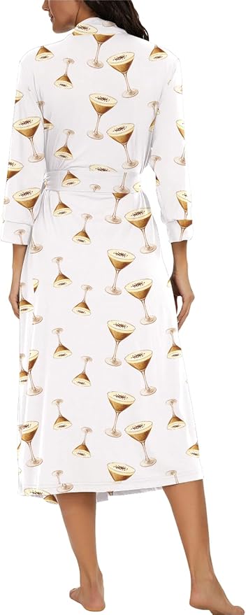 VINTATRE Women Kimono Robes Long Knit Bathrobe Lightweight Soft Knit Sleepwear V-neck Casual Ladies Loungewear