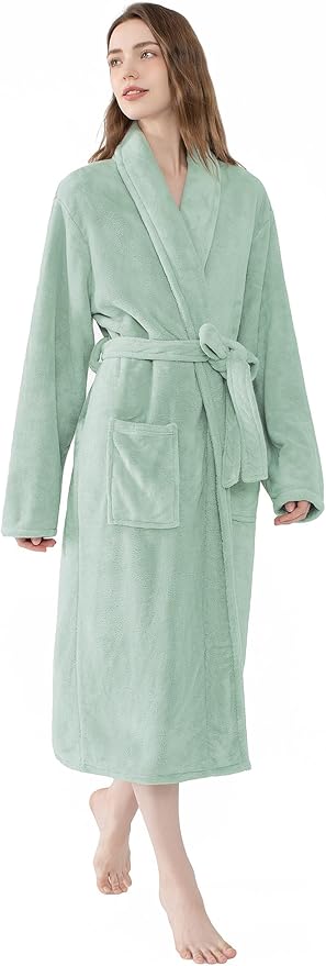 Soft Robe For Women，Warm Plush Bath Robes Female，Spa Towel After Shower Lightweight Long Bathrobe