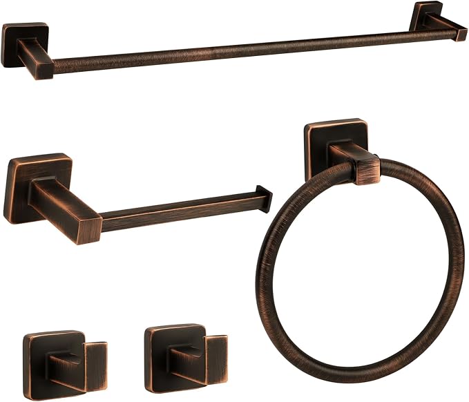 5 Piece Bathroom Hardware Accessories Set Oil Rubbed Bronze,24 Inch Towel Bar Set,Towel Rack Set,Bathroom Towel Holder Set