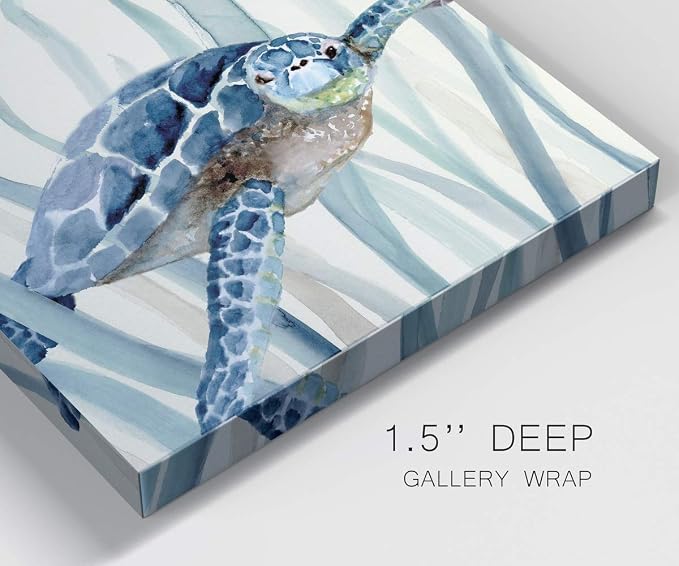 Renditions Gallery Turtle in Seagrass I Wall Art, Premium Gallery Wrapped Canvas Decor, Ready to Hang, 32 in H x 32 in W, Made in America Print