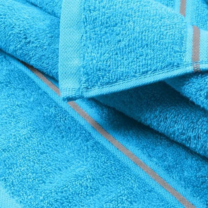 MyOwn Ultra Soft 6 Pack Cotton Towel Set, Contains 2 Bath Towels 28x55 inch, 2 Hand Towels 16x24 inch & 2 Wash Coths 12x12 inch, Ideal Everyday use, Compact & Lightweight - Turquoise Blue