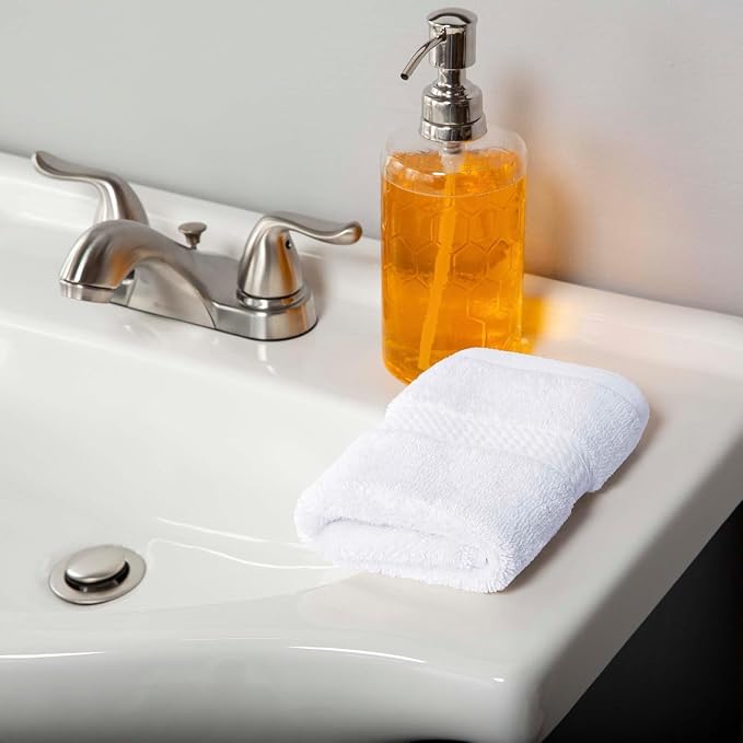 Superior Egyptian Cotton Plush & Absorbent, Face Towel Set of 6, White | Quick Dry, Soft Luxury Towel Set, Bath Essentials for Bathroom, Guest Bath, Spa, 2 Piece Face, Madeline Towels