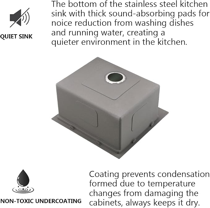 18x17 Drop In Bar Sink Small Stainless Steel Outdoor Sink for Kit | Top Mount Single Bowl, 16-Gauge Stainless Steel, Rust-Proof & Easy Clean, Smooth Flow & Quiet, Great for RV & Outdoor.
