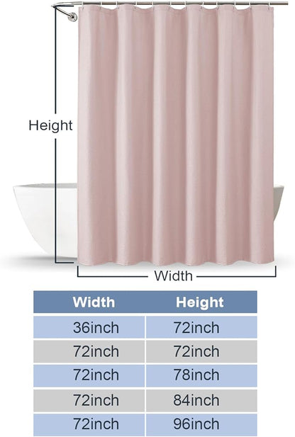 OWENIE Pink Shower Curtain for Bathroom 96 Inches Extra Long, Elegant 3D Embossed Textured Fabric Shower Curtains, Water Repellent, Machine Washable, Hotel Style, 72" W x 96" L, Pink