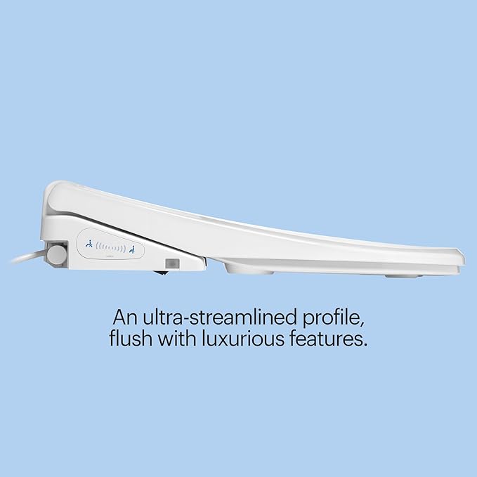 Brondell LS1800-RW Swash Electric Bidet Toilet Seat with Oscillating Stainless Steel Nozzle, Warm Air Dryer, Heated, Night Light, Gentle Close Lid, Thin Profile, Remote Control, Round