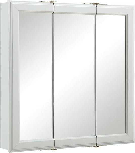 Design House Wyndham, 30 in W x 4.5 in D x 24 in H Bathroom Medicine Cabinet, Wall Mounted, 3 Mirror Doors, White, 535864-WHT