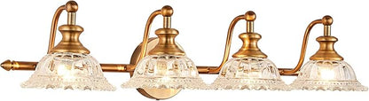 XIEDUN Bathroom Light Fixtures 4 Lights Vanity Lighting Fixtures Matte Brass Vintage Vanity Light Fixture Vanity Lights for Bathroom