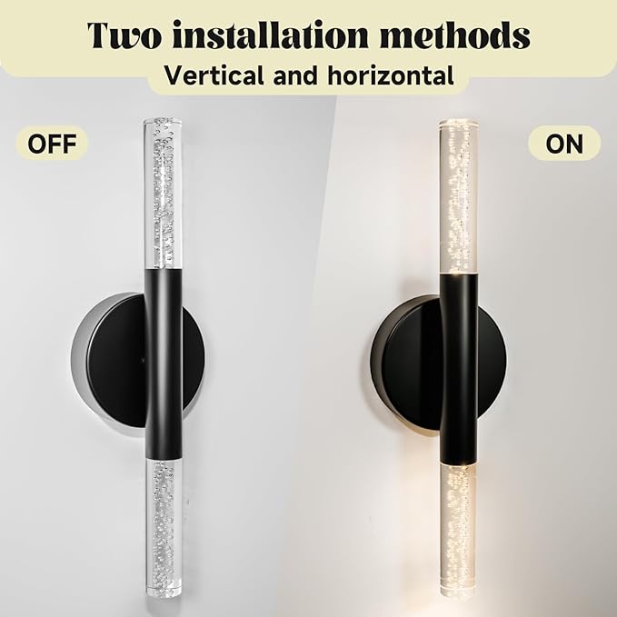 LED Bathroom Vanity Lights,16 inch Bathroom Light Fixtures Over Mirror,3000K Natural Warm Light, ETL＆UL Listed, Modern Wall Sconce for Bedroom,Living Room,Hallway,Black