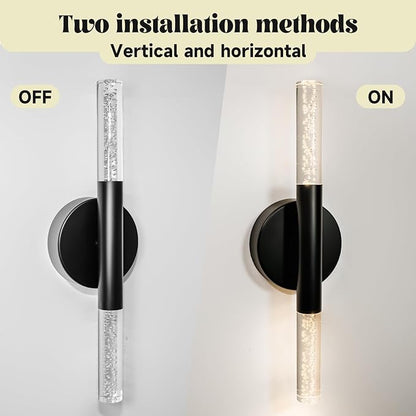 LED Bathroom Vanity Lights,16 inch Bathroom Light Fixtures Over Mirror,3000K Natural Warm Light, ETL＆UL Listed, Modern Wall Sconce for Bedroom,Living Room,Hallway,Black