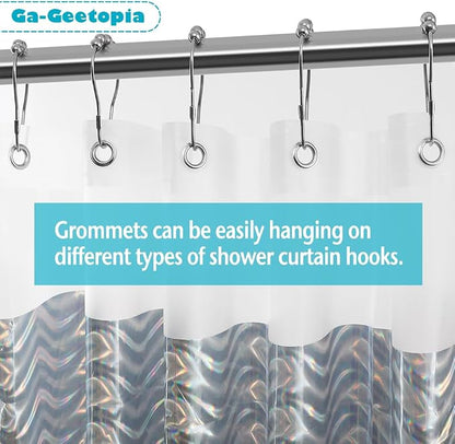 Ga-Geetopia Holographic 3D EVA Shower Curtain Liner Wave, 72x72 Premium Medium Weight Clear Plastic Bathroom Shower Curtain with Rustproof Metal Grommets for Shower Stall, Bathtubs