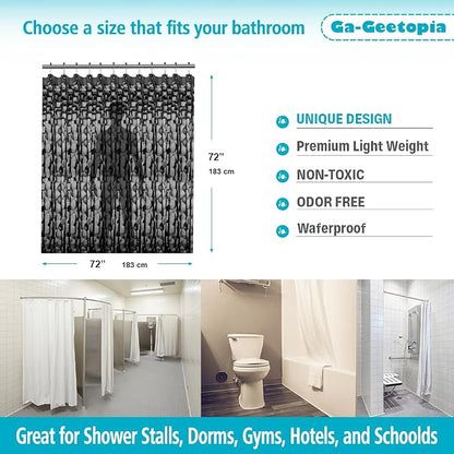 Ga-Geetopia EVA 3D Black Pearl Plastic Shower Curtain Liner - Premium Light Weight 72" x 72" Bathroom Shower Showroom Curtain Liner with Rustproof Metal Gromments and Weighted Magnet
