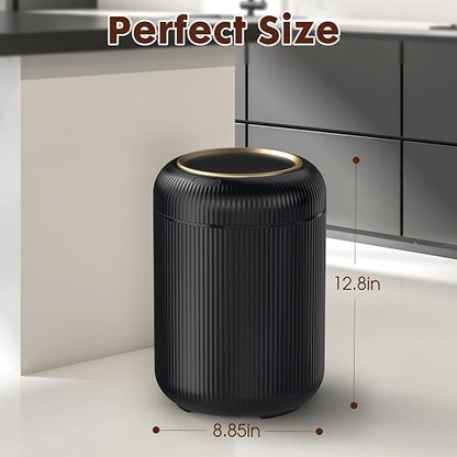 Procade Touchless Trash Can Bathroom,Small Motion Sensor Trashcan with lid | 3 Gallon Automatic Garbage Can,Smart Gold and Black Trash Bin,Auto WasteBasket for Bedroom,Office,Dorm,Toilet, rv, Kitchen