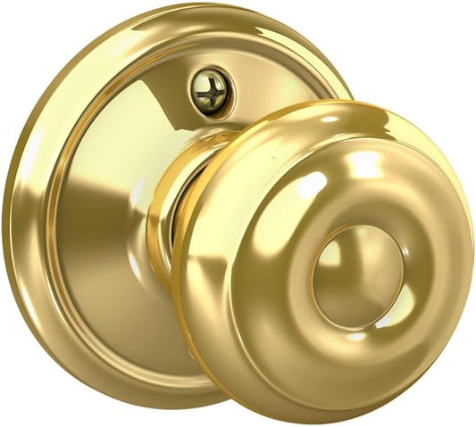 Schlage F170 GEO 605 Georgian Door Knob, One Sided Non-Turning Dummy Door Handle, Bright Brass