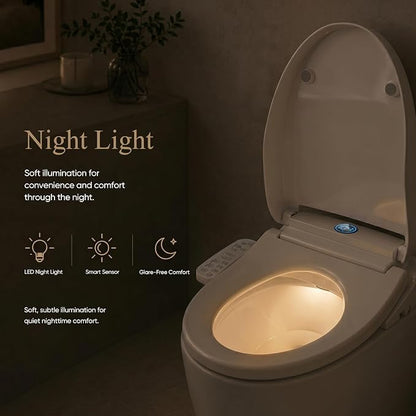 GAICOM Electric Bidet Toilet Seat Elongated, Heated Seat ＆ Warm Air Dryer | Instant Warm Water, Multiple Cleaning Modes, Side Panel Control, Self Cleaning Nozzle, Night Light, Soft Close Lid