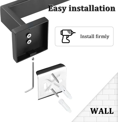 Alise Towel Bar Towel Racks for Bathroom Wall Mount 16 Inch,Matte Black | SUS304 Stainless Steel Bathroom Towel Holder, Full Square Towel Rod Towel Hanger for Bathroom Lavatory Kitchen