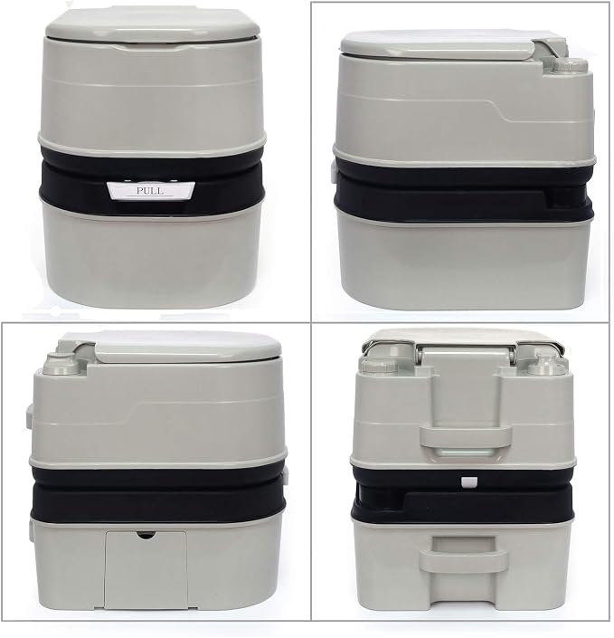 XKMT- Gray 24L Advanced Portable Toilet Flush Camping Travel Outdoor Picnic Piston Pump Commode [P/N: ET-TOILET002-24L]