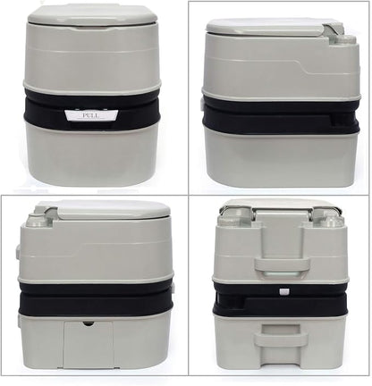 XKMT- Gray 24L Advanced Portable Toilet Flush Camping Travel Outdoor Picnic Piston Pump Commode [P/N: ET-TOILET002-24L]