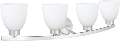 Aspen Creative 62205-1, Four-Light Metal Bathroom Vanity Wall Light Fixture, 28-3/4" Wide, Transitional Design in Satin Nickel, 4
