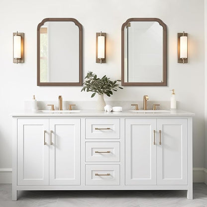 WallBeyond Wood Bathroom Mirrors for Wall Mounted, 20" x 30" Rustic Wood Frame Wall Mirrors Decorative for Living Room or Bedroom Vanity Mirror (Walnut)