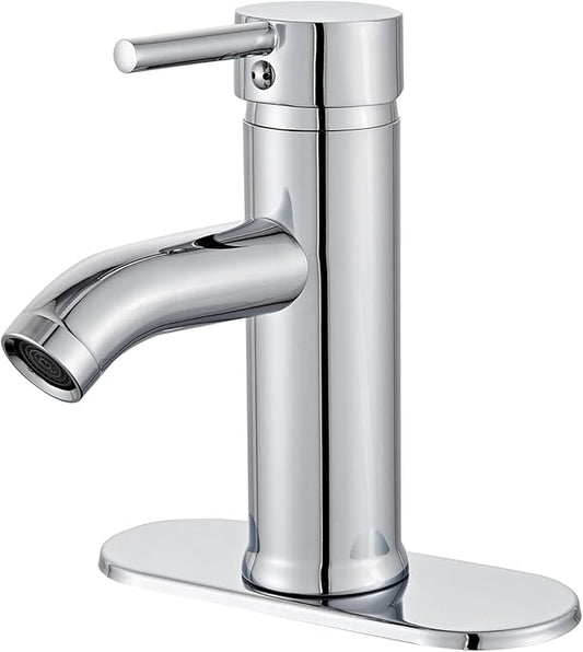 Chrome Bathroom Sink Vanity Faucet Single Handle Modern RV Faucet Deck Mount 1 Hole or 3 Holes