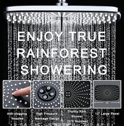 Rain Shower Head with Handheld Showerhead, Chrome 1.8GPM 460311 + Holder