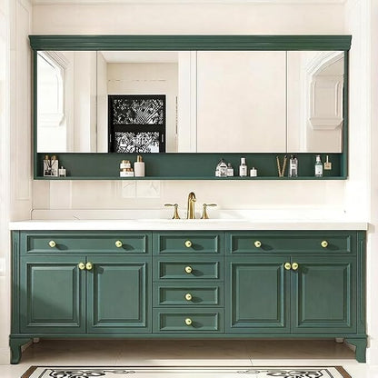 48-92IN Single/Double Sink Bathroom Vanity, Defogging Smart Mirror, Modern American Free Standing Vanity with Bathroom Cabinet