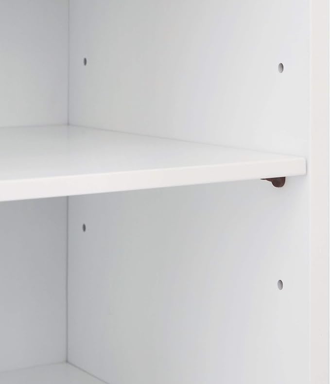 Teamson Home Tyler Wooden Storage Floor Cabinet, White and Walnut | Freestanding cabinet, Adjustable shelves