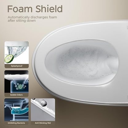 Smart Toilet with Bidet Built In, One Piece Bidet Toilet with 1.28 GPF Auto Dual Flush,Foot Sensor, Modern Elongated Tankless Toilet with Foam Shield,Heated Seat,Warm Water,Air Dry,LED Display