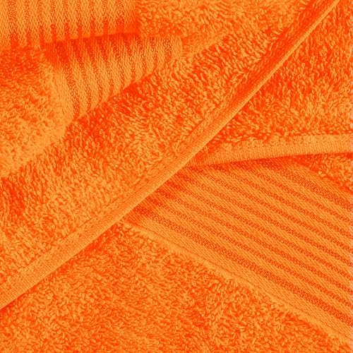 Belizzi Home Ultra Soft 6 Pack Cotton Towel Set, Contains 2 Bath Towels 28x55 inch, 2 Hand Towels 16x24 inch & 2 Wash Coths 12x12 inch, Ideal for Everyday use, Compact & Lightweight - Orange
