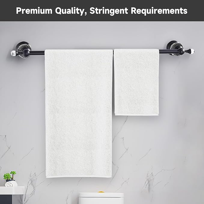 Crystal Black Towel Bar, Adjustable 24 INCH Bathroom Towel Holder Bar, Matte Black Single Towel Rack Hanger Home Towel Holder Rod for Bathroom Wall Mounted