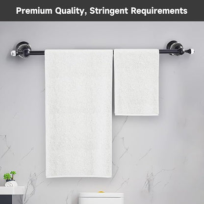Crystal Black Towel Bar, Adjustable 24 INCH Bathroom Towel Holder Bar, Matte Black Single Towel Rack Hanger Home Towel Holder Rod for Bathroom Wall Mounted