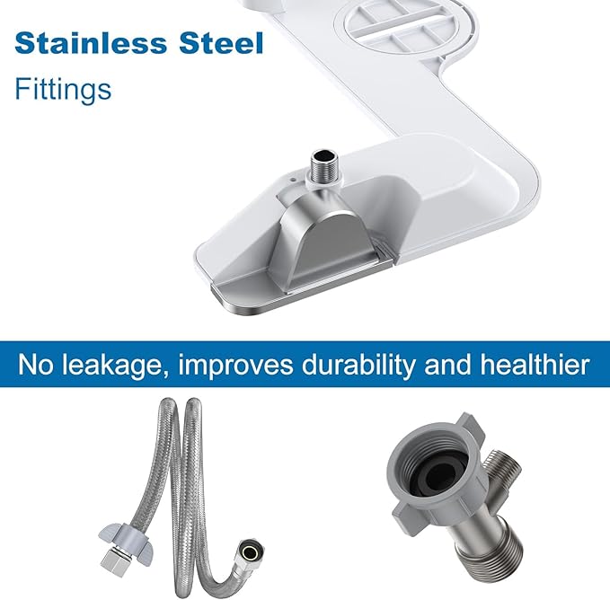 Bidet Attachment for Toilet Seat, Dual Nozzle Rear/Feminine Wash, Self Cleaning Sprayer, Non Electric Bidet with Adjustable Cold Water Pressure