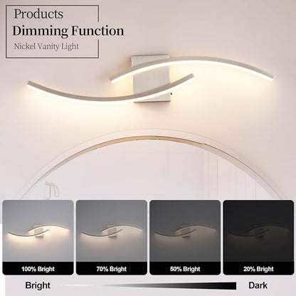 31.5 inch Modern Bathroom Vanity Light Brushed Nickel Lights Fixtures Dimmable 5CCT Led Bathroom Light Fixture Over Mirror Modern Wall lamp for Cabinet Hallway