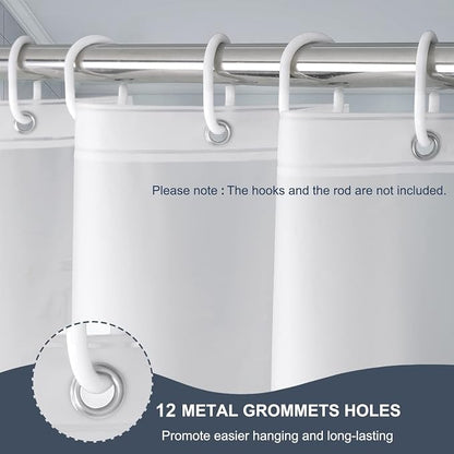 EurCross Frosted Extra Long Shower Curtain Liner 86 inch Long Length, Waterproof Opaque PEVA Plastic Shower Liner for Bathroom 72x86 inch with 5 Bottom Magnets No Smells with Rustproof Grommets