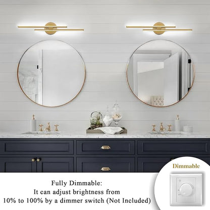 EDISLIVE Dimmable Modern LED Vanity Light Fixtures Bathroom Vanity Wall Lighting, 23.6 in Mirror Vanity Lighting Fixtures for Bathroom Bedroom Makeup Living Room, Gold